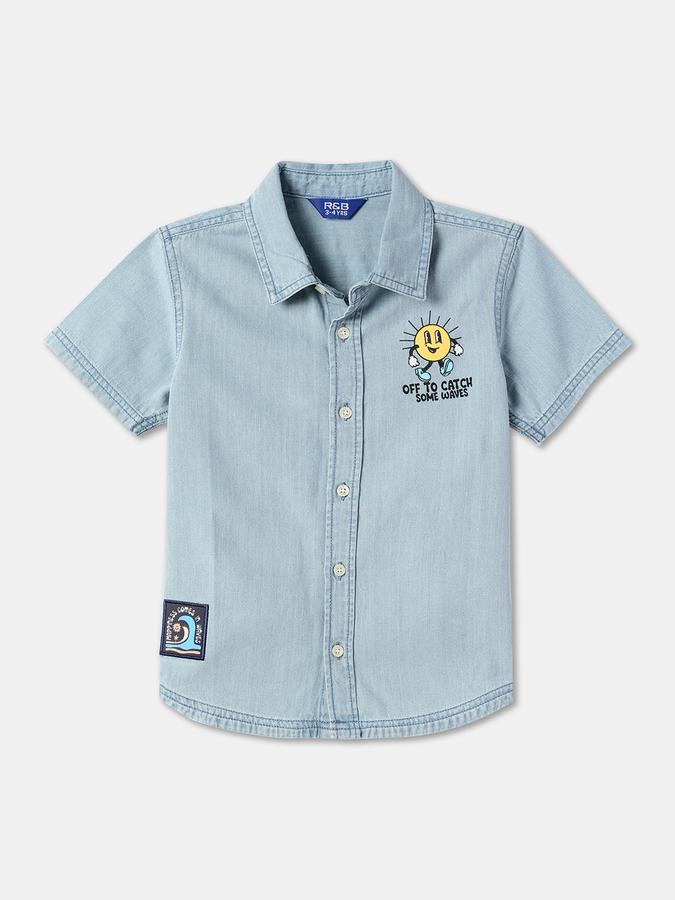 Boys Graphic Print Regular Fit Shirt with Short Sleeves