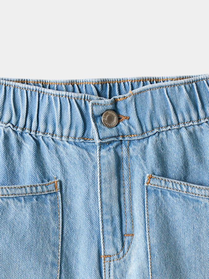 Girls Cotton Straight Fit Pull-On Clean Hem Jeans