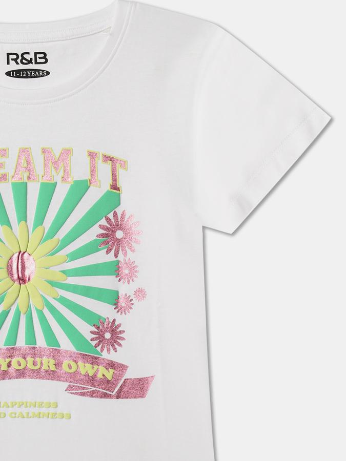 Girls Graphic Regular Fit Short Sleeve Crew Neck T-Shirt