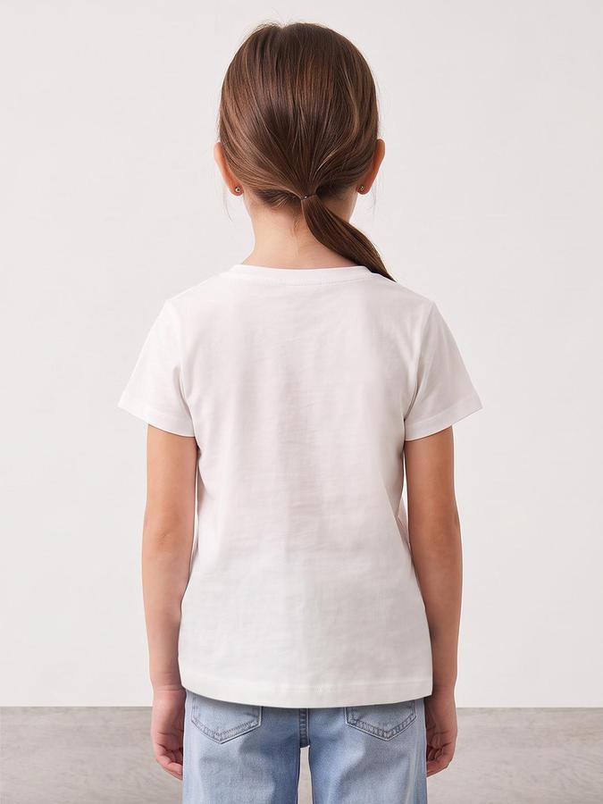 R&B Girls Snow White Graphic Print Short Sleeves Round Neck Pure Cotton T-Shirt