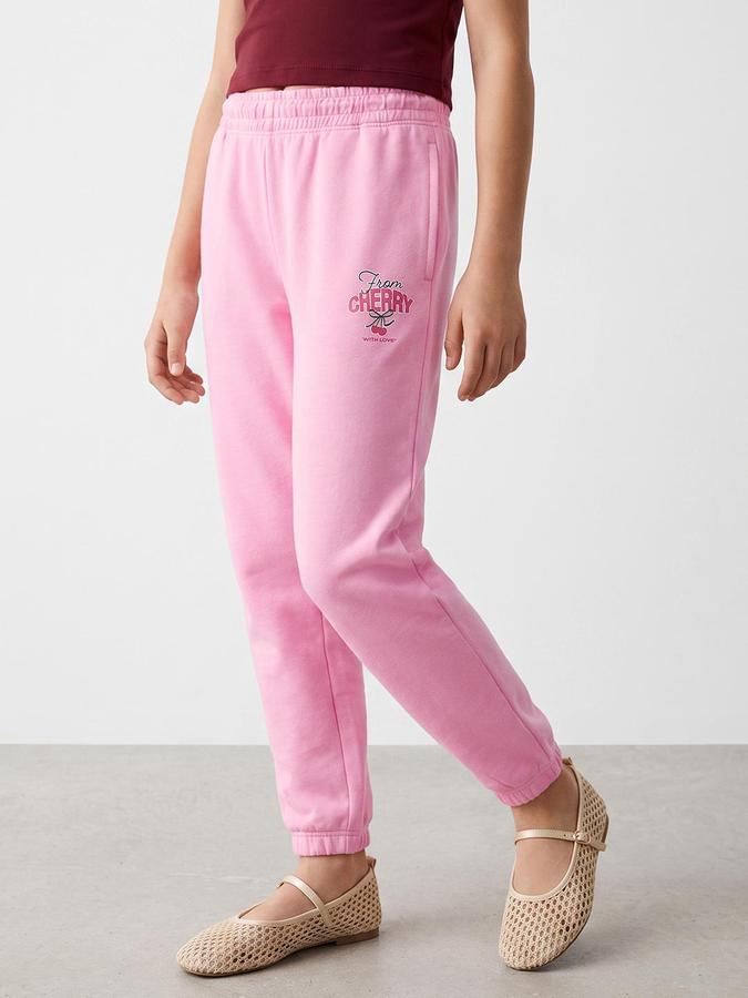 R&B Girls Pink Graphic Print Pure Cotton Pants