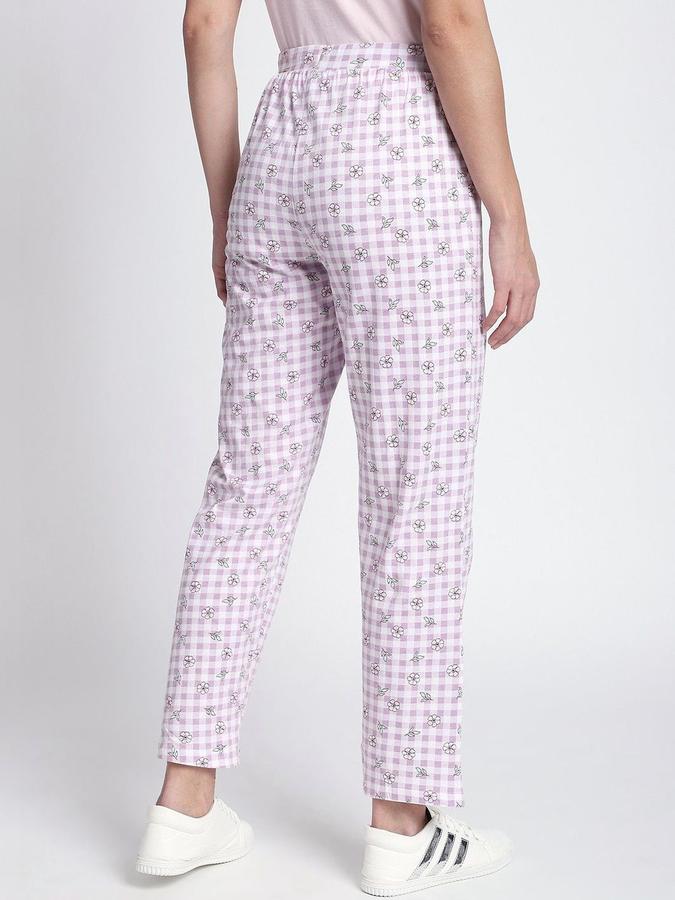 R&B Women Lilac Checked Regular Fit Trousers