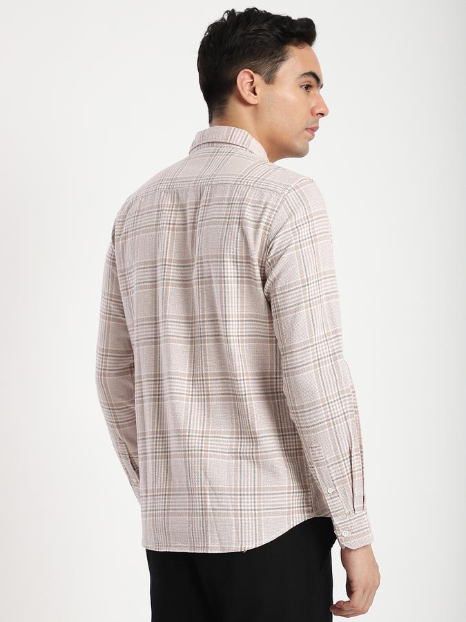 R&B Men's Beige Checked Shirt