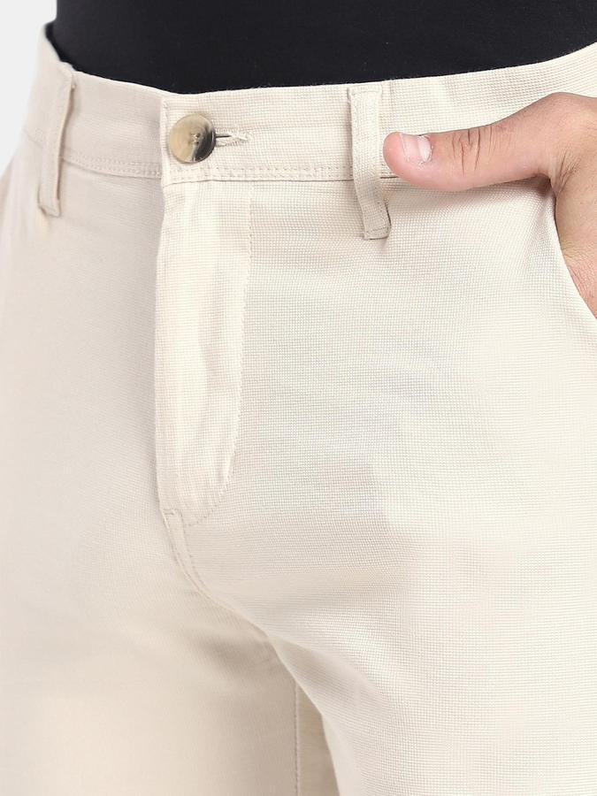 R&B Beige Slim Fit Men Mid Rise Trouser