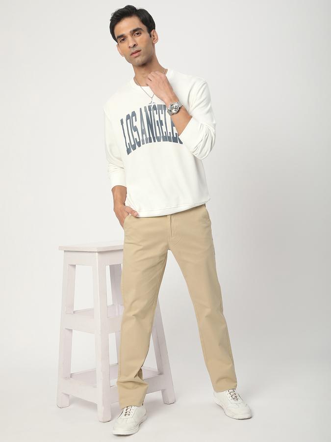 Men Cotton Regular Fit Flat Front Solid Trousers