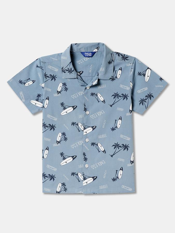 Boys Regular Fit Short Sleeve Camp Collar Shirt