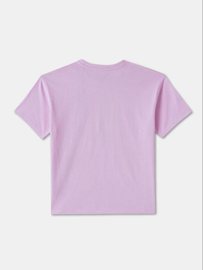 R&B Purple Cotton Round Neck Printed Girl T-Shirt