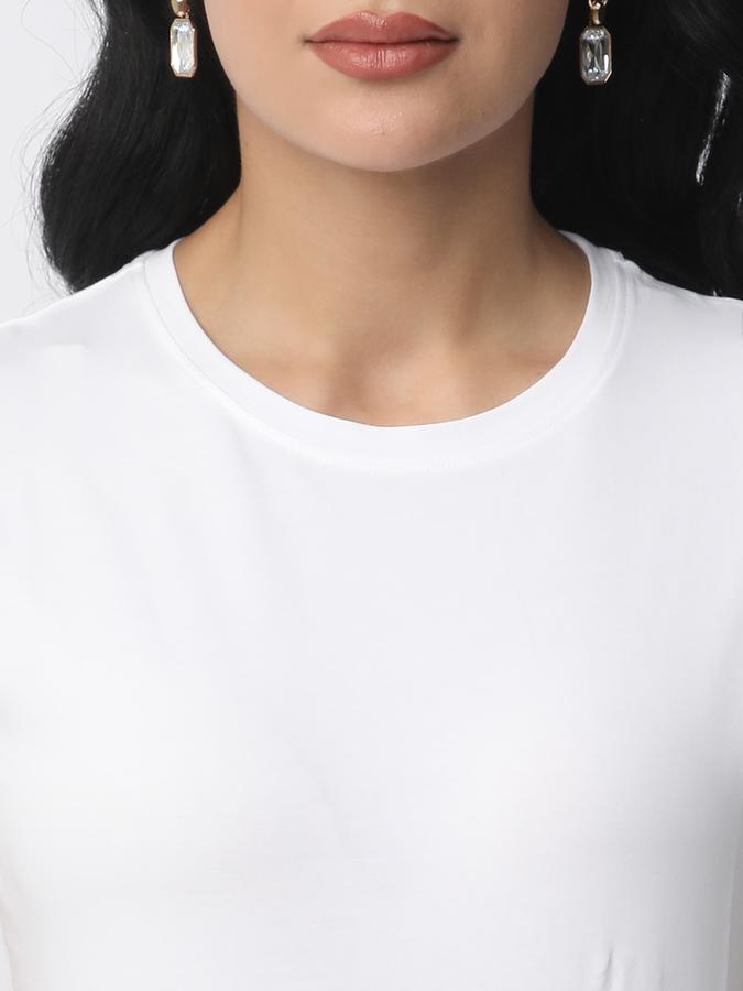 Women Cotton Relaxed Fit Crew Neck Solid T-shirt