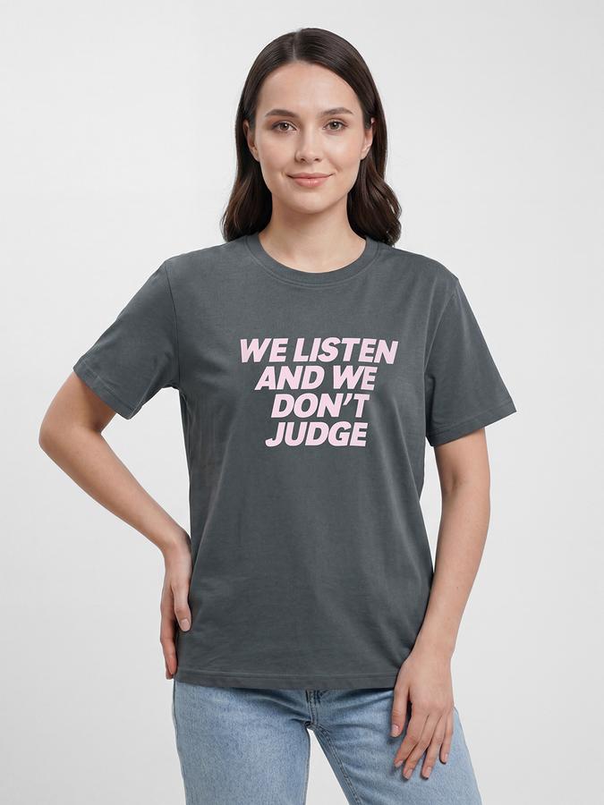 R&B Grey Typography Women Round Neck Regular Fit Short Sleeves T-Shirt 