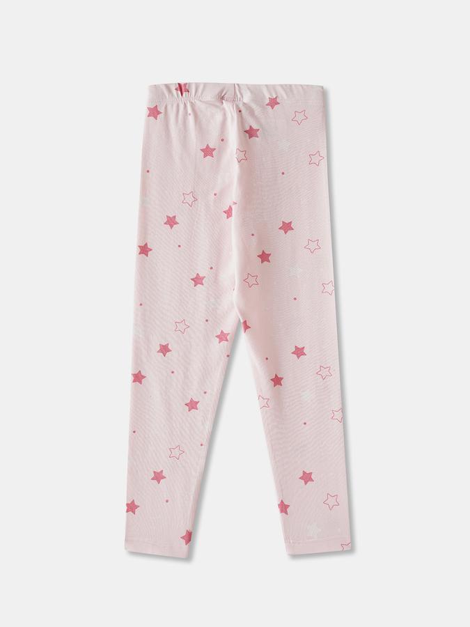 Girls Cotton Blend Skinny Fit Elastic Waist Printed Leggings