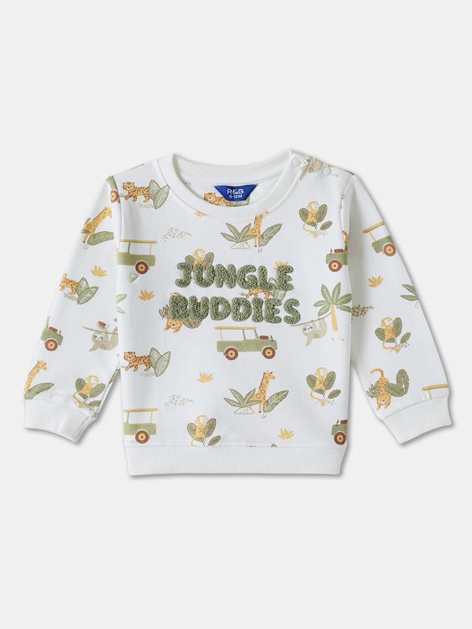 Boys Cotton Graphic Print Sweatshirt And Trousers Set