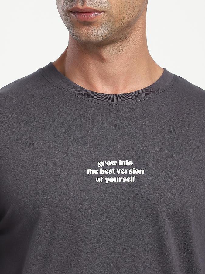 R&B Men's Stone Grey Printed T-Shirt