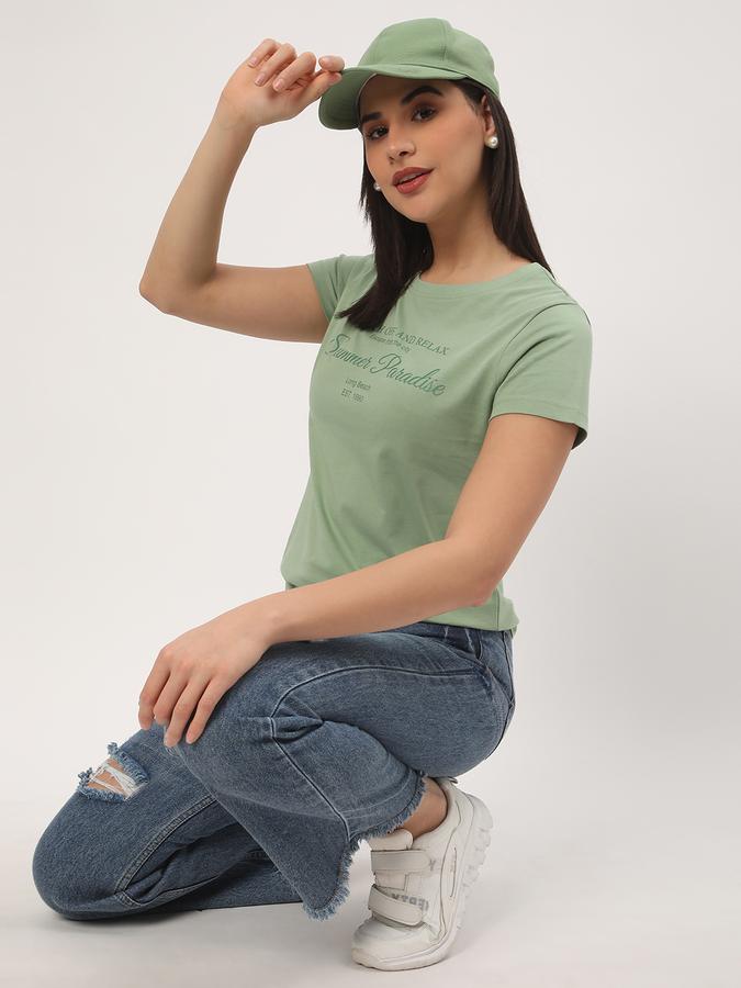 Women Cotton Regular Fit Round Neck Graphic T-shirt