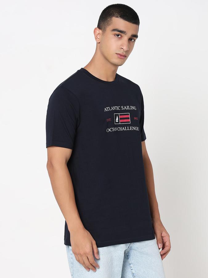 R&B Men's Navy Printed T-Shirt
