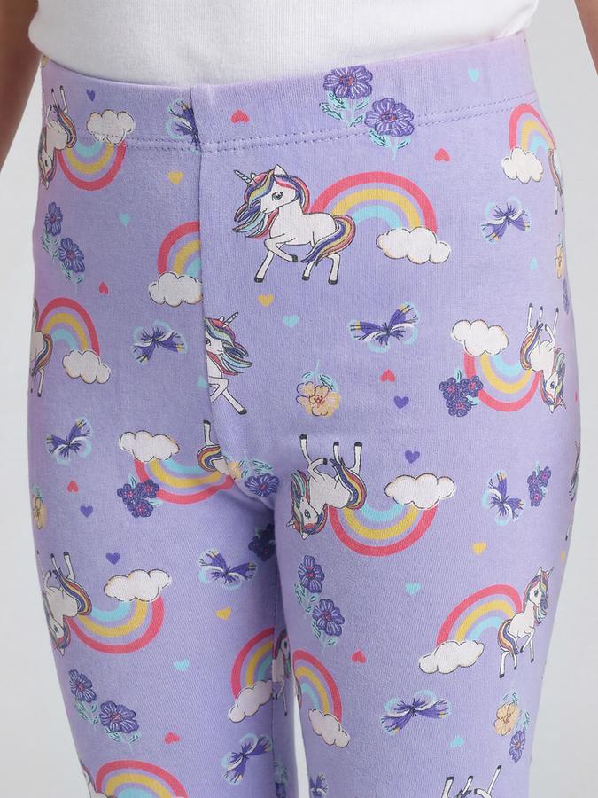 R&B Lavender Graphic Printed Girls Leggings