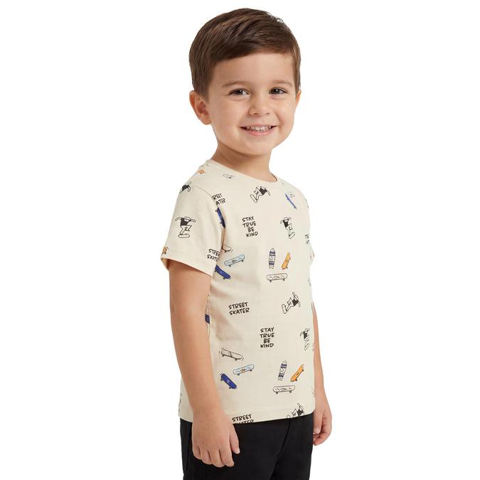 R&B Boy Beige Cotton Printed Round Neck T-Shirt