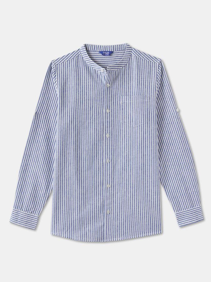 Boys Blend Regular Fit Full Sleeve Mandarin Collar Shirt