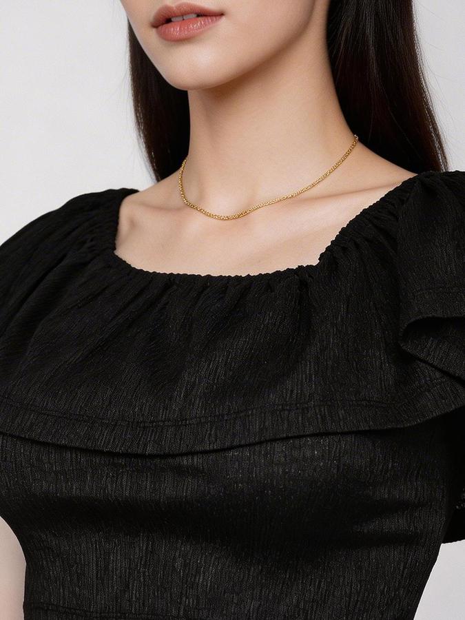 R&B Black Solid Women Fitted Top 