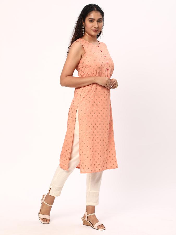 R&B Women's Printed Regular Straight Kurta Sleeveless image number 3