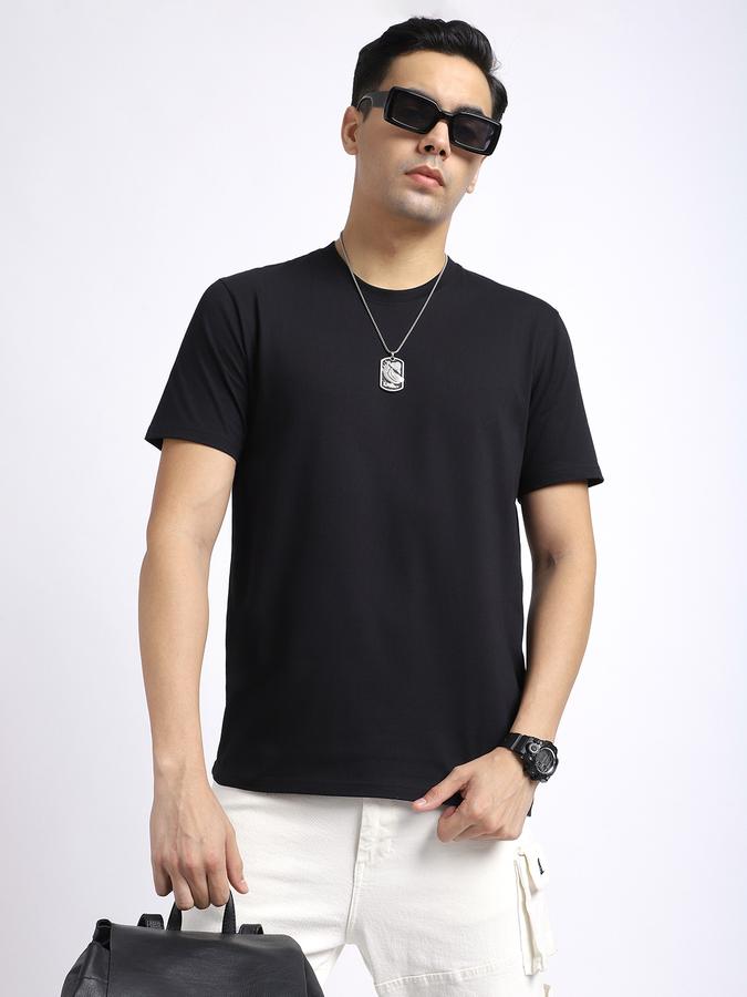 Men Cotton Regular Fit Crew Neck Solid T-shirt