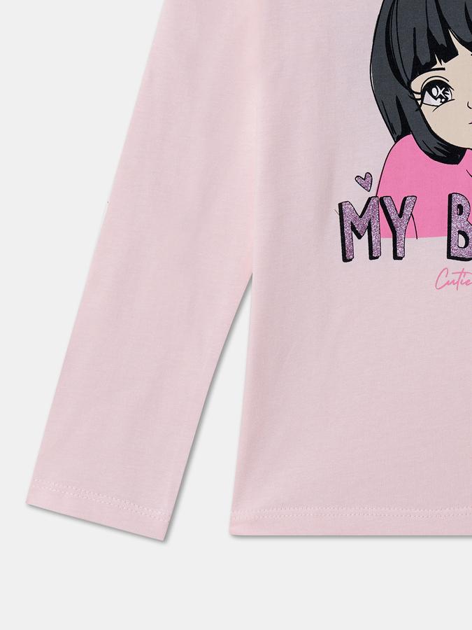 Girls Graphic Print Pure Cotton Regular T Shirt image number 3