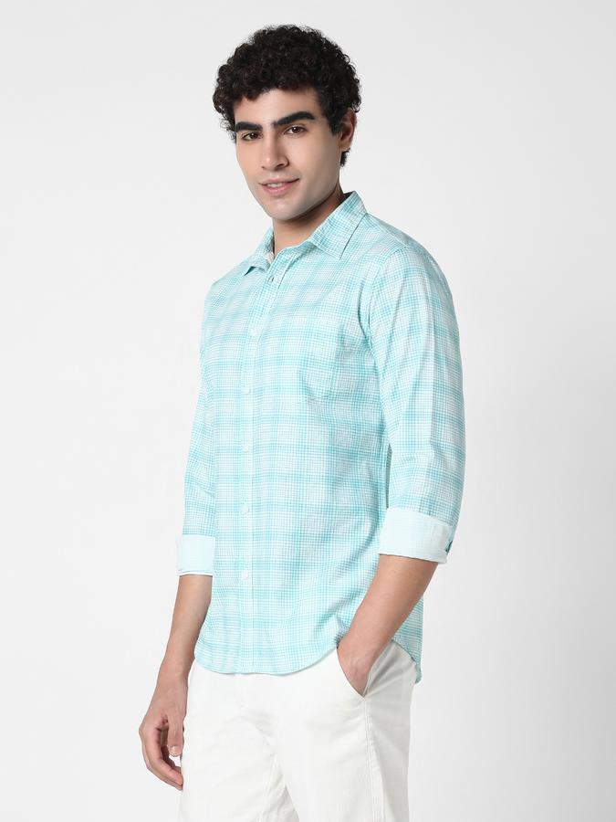 R&B Men's Mint Checked Shirt