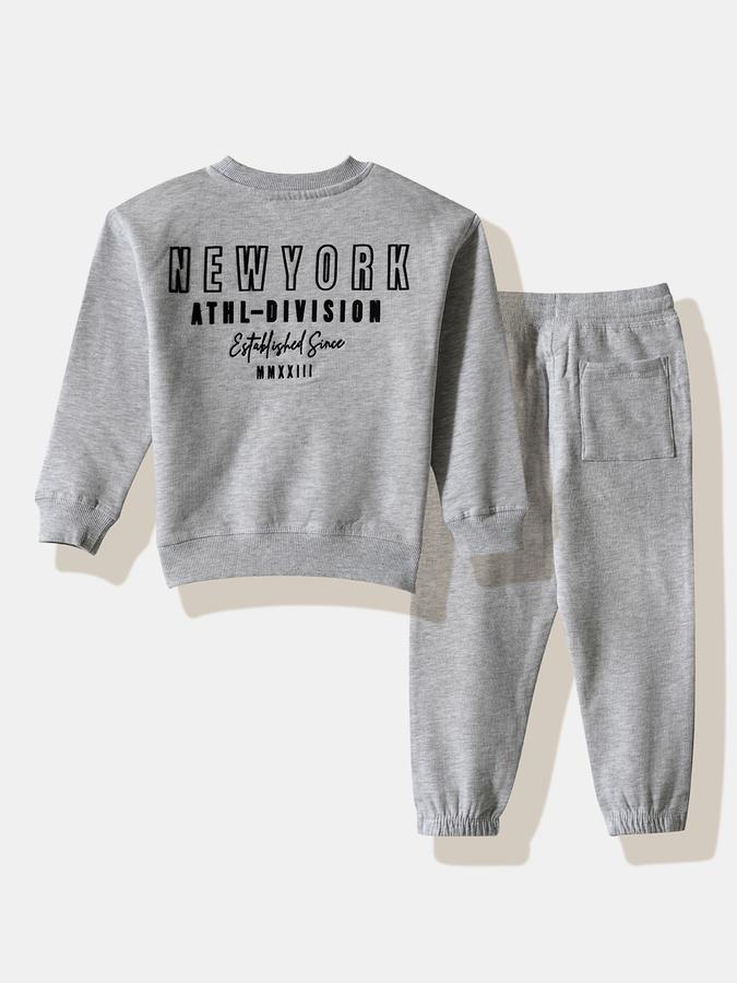 Boys Cotton Embroidered Sweatshirt And Drawstring Joggers Set