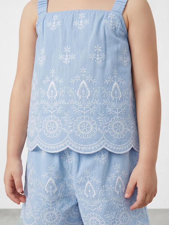 R&B Blue Cotton Blend Girl Clothing Set