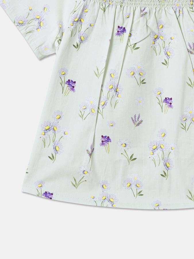 Girls Cotton Blend Regular Fit Crew Neck All Over Printed T-shirt