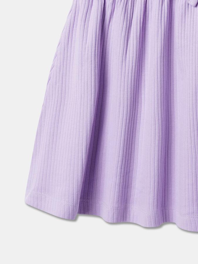 Girls Ribbed Fit & Flare Dress image number 3