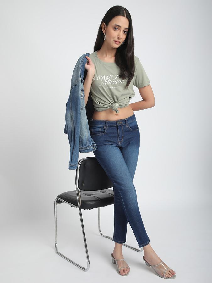 Women Cotton Relaxed Fit Crew Neck Typographic T-shirt