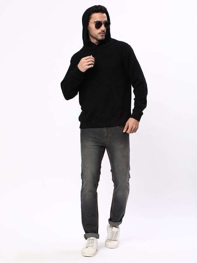 Men Cotton Regular Fit Hooded Solid Sweatshirt