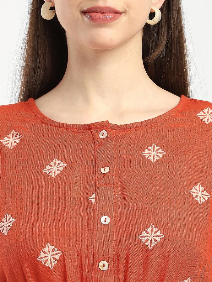 Women Viscose Crepe Embroidered Tiered Ethnic Dress