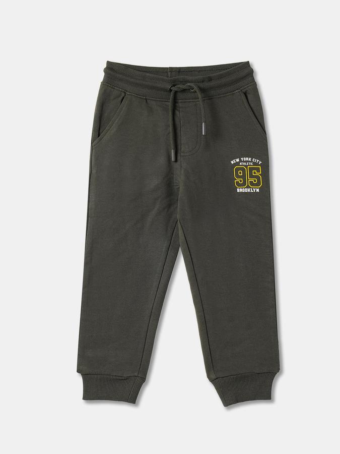 Boys Typographic Print Joggers with Drawstring Waist