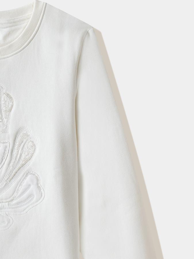 R&B Girls' Offwhite Embellished Sweatshirt