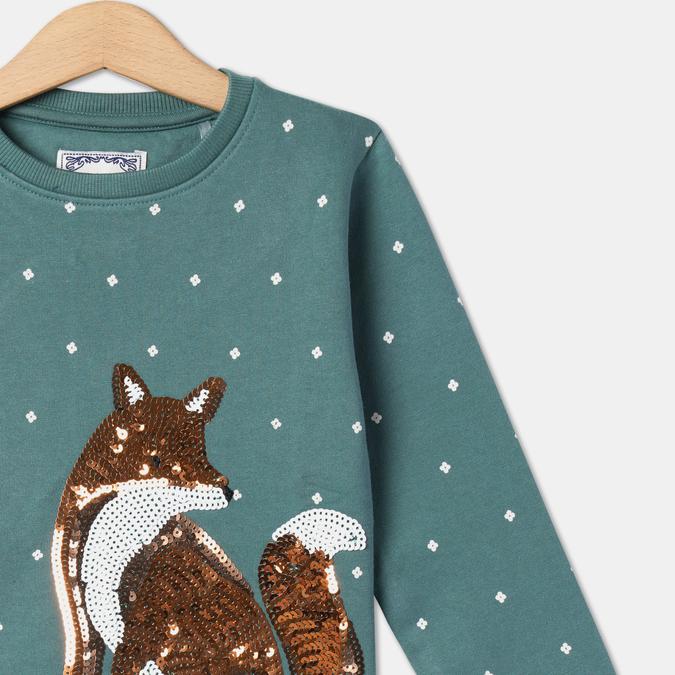 Girls Micro Print Round-Neck Sweatshirt image number 2