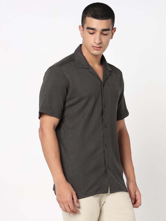 Men Polycotton Relaxed Fit Camp Collar Solid Shirt