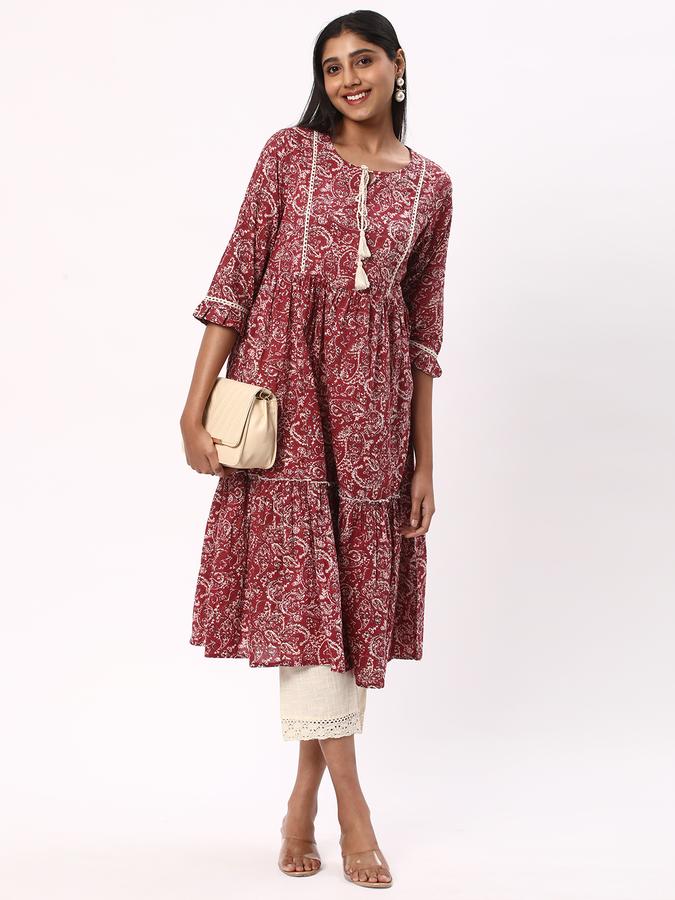 Women Paisley Print Flared Kurta image number 1