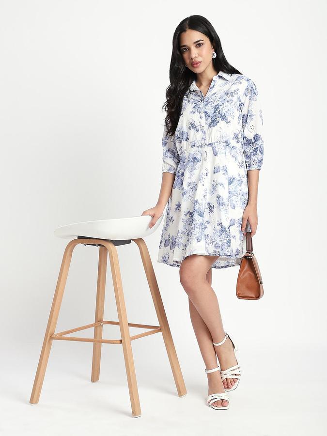 R&B White Printed Women Regular fit Dress