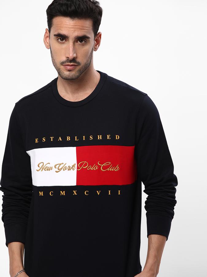Men Regular Fit Typographic Print Round-Neck Sweatshirt image number 0