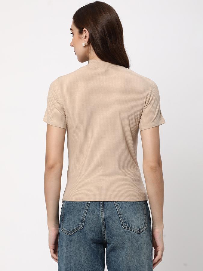 Women Slim Fit Crop High-Neck Top image number 2