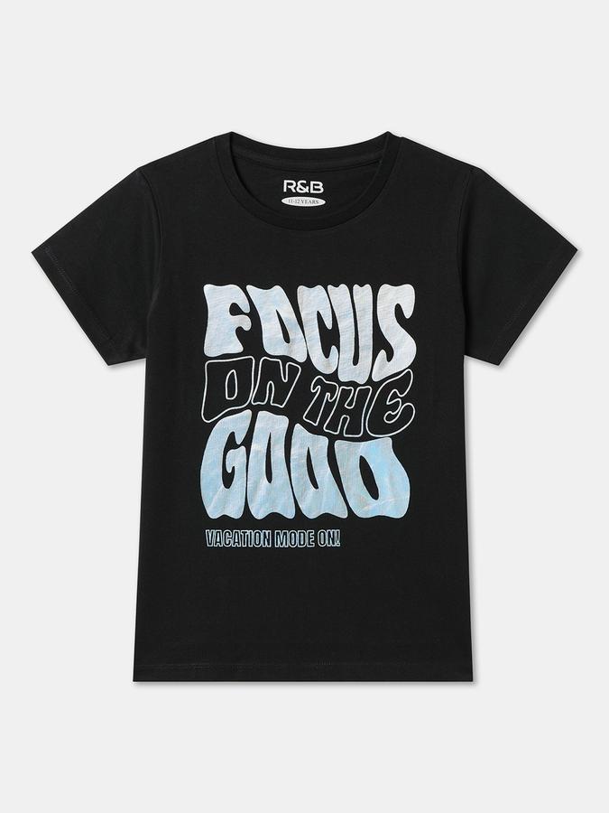 Girls Cotton Regular Fit Crew Neck Graphic T-shirt