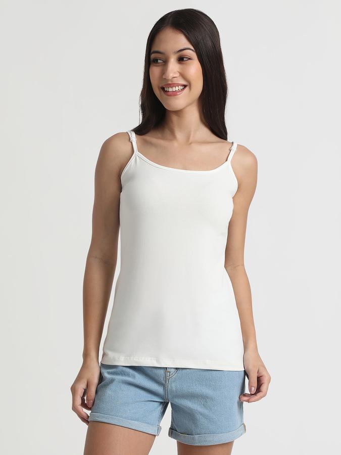 R&B Women Ivory Solid Camisole Top