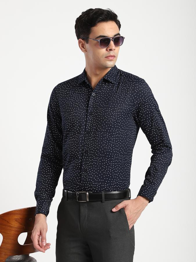 Men Polyester Blend Regular Fit Spread Collar Geometric Shirt