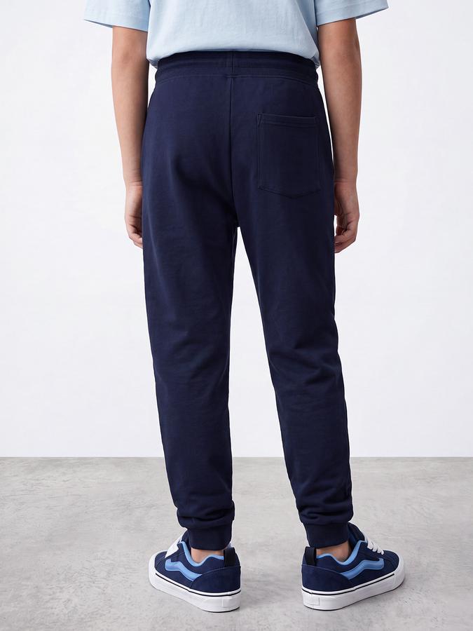 R&B Boys Navy Blue Printed Pure Cotton Mid Rise Joggers