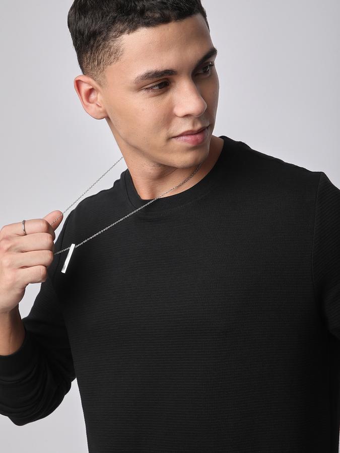 Men Cotton Relaxed Fit Crew Neck Solid Sweatshirt