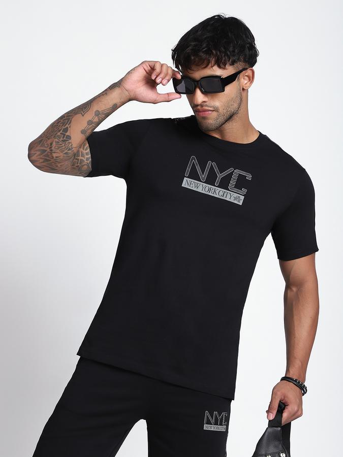 R&B Men's Black Printed T-Shirt