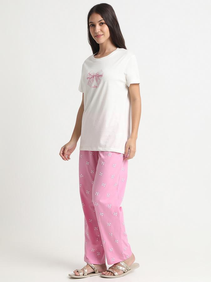 Women Cotton Relaxed Fit Elastic Waist Printed Pajama Pants