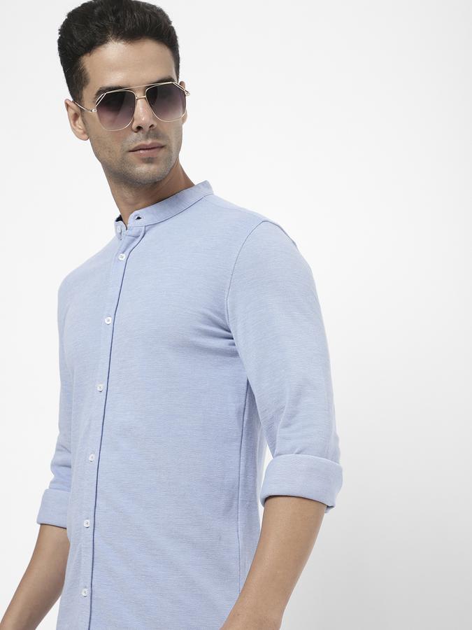 R&B Men Blue Casual Shirts