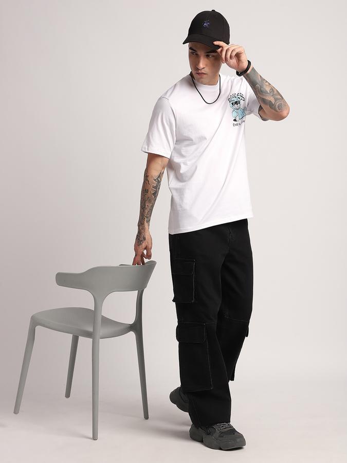R&B Men's White Printed T-Shirt